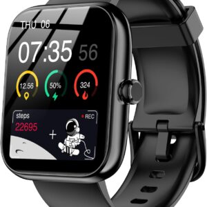 Smart Watch with Alexa Built-in, 1.83" HD Touchscreen, Bluetooth Calling Fitness Tracker, Health Monitor Heart Rate/Sleep Tracking, IP68 Waterproof, 120+ Sports Modes for Android iPhone (Black)