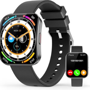 Smart Watch for Men Women, Answer/Make Calls, New 1.85"HD AMOLED Curved Display Fitness Watch with Blood Pressure Sleep Heart Rate Monitor, AI Dial, AI Q&A,110+ Sports True IP68 Waterproof Smartwatch